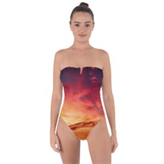 Desert Sand Dune Landscape Nature Tie Back One Piece Swimsuit by Celenk