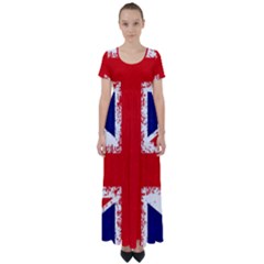 Union Jack London Flag Uk High Waist Short Sleeve Maxi Dress by Celenk