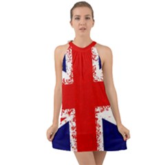 Union Jack London Flag Uk Halter Tie Back Chiffon Dress by Celenk