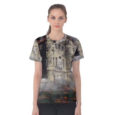 Castle Ruin Attack Destruction Women s Cotton Tee by Celenk