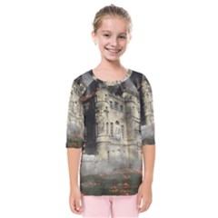 Castle Ruin Attack Destruction Kids  Quarter Sleeve Raglan Tee