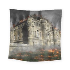 Castle Ruin Attack Destruction Square Tapestry (small) by Celenk