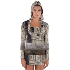 Castle Ruin Attack Destruction Long Sleeve Hooded T-shirt by Celenk