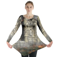 Castle Ruin Attack Destruction Long Sleeve Tunic  by Celenk