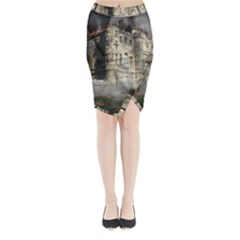 Castle Ruin Attack Destruction Midi Wrap Pencil Skirt by Celenk