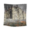 Castle Ruin Attack Destruction Square Tapestry (Small) View1