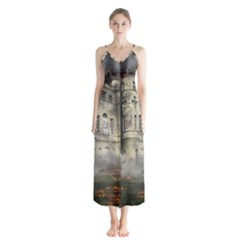 Castle Ruin Attack Destruction Button Up Chiffon Maxi Dress by Celenk