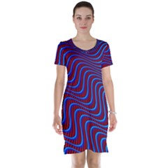 Wave Pattern Background Curves Short Sleeve Nightdress by Celenk