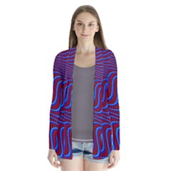 Wave Pattern Background Curves Drape Collar Cardigan by Celenk