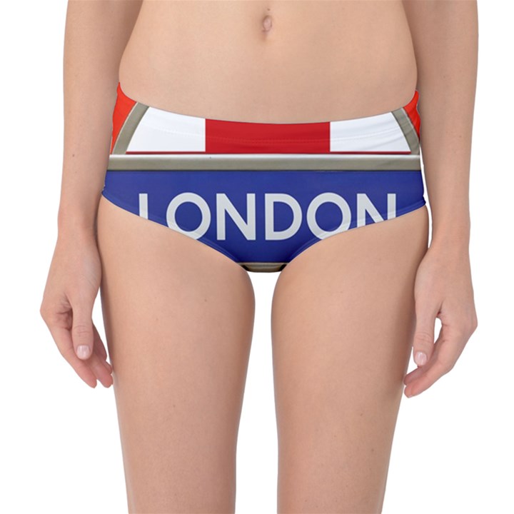 London England Mid-Waist Bikini Bottoms