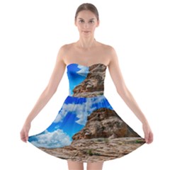 Mountain Canyon Landscape Nature Strapless Bra Top Dress by Celenk