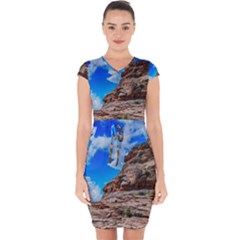 Mountain Canyon Landscape Nature Capsleeve Drawstring Dress  by Celenk