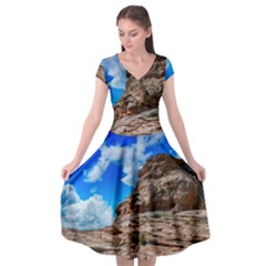 Mountain Canyon Landscape Nature Cap Sleeve Wrap Front Dress by Celenk