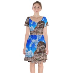 Mountain Canyon Landscape Nature Short Sleeve Bardot Dress by Celenk