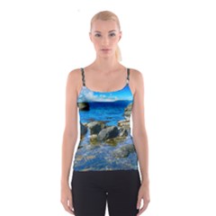 Shoreline Sea Coast Beach Ocean Spaghetti Strap Top by Celenk