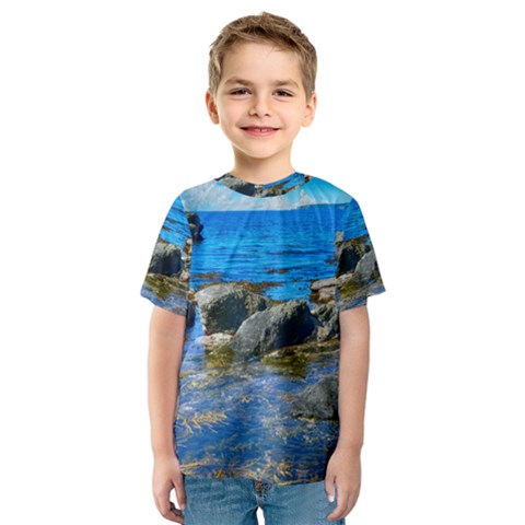 Shoreline Sea Coast Beach Ocean Kids  Sport Mesh Tee by Celenk