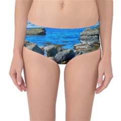 Shoreline Sea Coast Beach Ocean Mid-waist Bikini Bottoms by Celenk