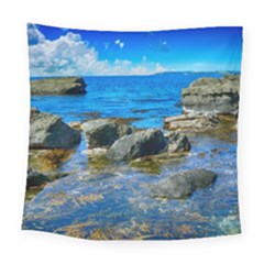 Shoreline Sea Coast Beach Ocean Square Tapestry (large) by Celenk