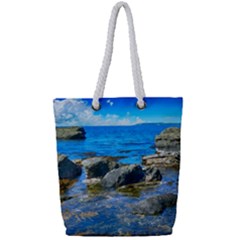 Shoreline Sea Coast Beach Ocean Full Print Rope Handle Tote (small)