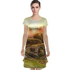 Rocks Outcrop Landscape Formation Cap Sleeve Nightdress by Celenk