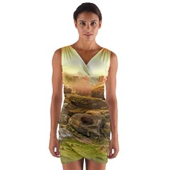 Rocks Outcrop Landscape Formation Wrap Front Bodycon Dress by Celenk