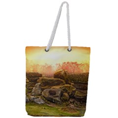 Rocks Outcrop Landscape Formation Full Print Rope Handle Tote (large) by Celenk