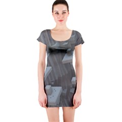 Backdrop Pattern Surface Texture Short Sleeve Bodycon Dress