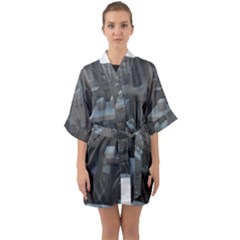 Backdrop Pattern Surface Texture Quarter Sleeve Kimono Robe