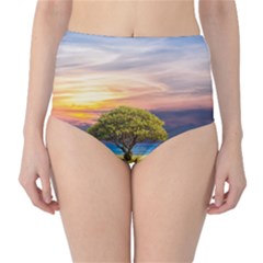 Tree Sea Grass Nature Ocean High-waist Bikini Bottoms by Celenk