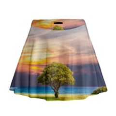 Tree Sea Grass Nature Ocean Mini Flare Skirt by Celenk