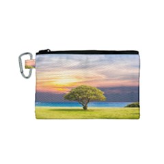 Tree Sea Grass Nature Ocean Canvas Cosmetic Bag (small) by Celenk