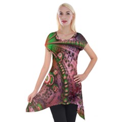 Fractal Symmetry Math Visualization Short Sleeve Side Drop Tunic by Celenk