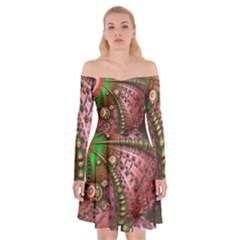 Fractal Symmetry Math Visualization Off Shoulder Skater Dress