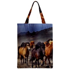 Horses Stampede Nature Running Zipper Classic Tote Bag by Celenk