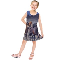 Horses Stampede Nature Running Kids  Tunic Dress by Celenk