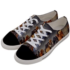 Horses Stampede Nature Running Women s Low Top Canvas Sneakers by Celenk