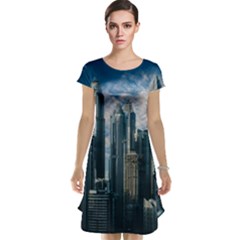 Skyscraper Cityline Urban Skyline Cap Sleeve Nightdress by Celenk