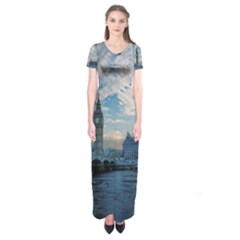 London Westminster Landmark England Short Sleeve Maxi Dress by Celenk