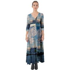 London Westminster Landmark England Button Up Boho Maxi Dress by Celenk