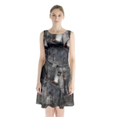 Apocalypse War Armageddon Sleeveless Waist Tie Chiffon Dress by Celenk