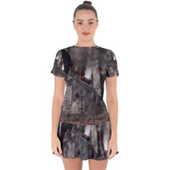 Apocalypse War Armageddon Drop Hem Mini Chiffon Dress by Celenk