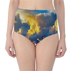 Mountains Clouds Landscape Scenic High-waist Bikini Bottoms by Celenk