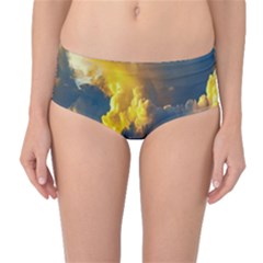 Mountains Clouds Landscape Scenic Mid-waist Bikini Bottoms by Celenk