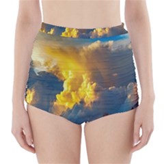 Mountains Clouds Landscape Scenic High-waisted Bikini Bottoms by Celenk