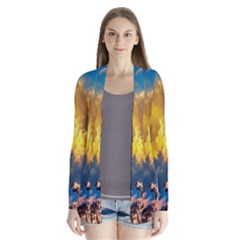 Mountains Clouds Landscape Scenic Drape Collar Cardigan by Celenk