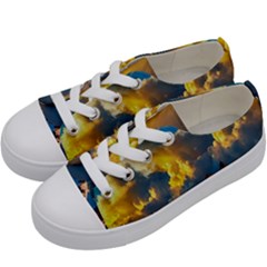 Mountains Clouds Landscape Scenic Kids  Low Top Canvas Sneakers by Celenk