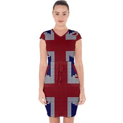 Union Jack Flag British Flag Capsleeve Drawstring Dress  by Celenk