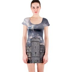 Castle Building Architecture Short Sleeve Bodycon Dress by Celenk