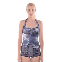 Castle Building Architecture Boyleg Halter Swimsuit  by Celenk