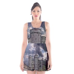 Castle Building Architecture Scoop Neck Skater Dress by Celenk